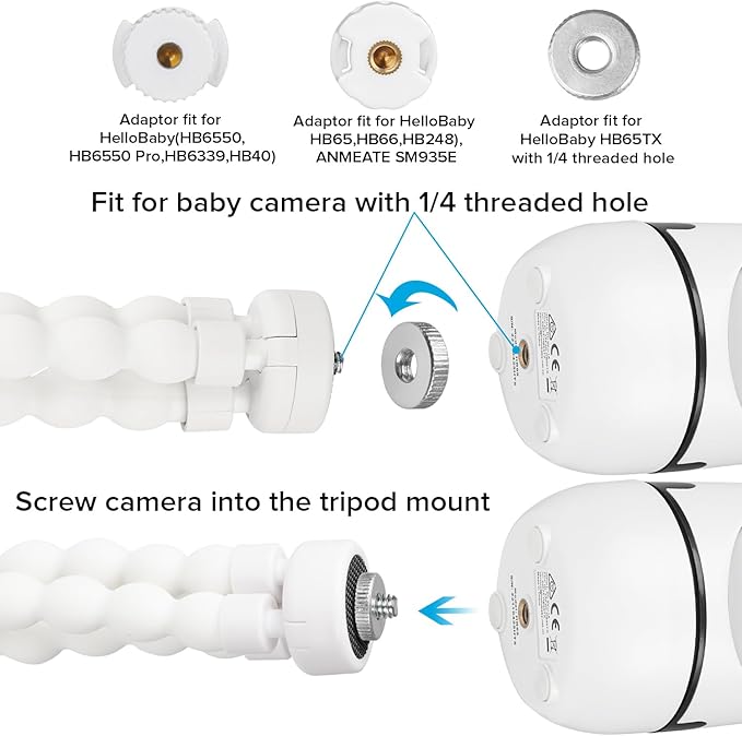 Tripod Baby Monitor Mount for HelloBaby HB65/HB40/HB6550/HB66/HB6339/HB6550 Pro, ANMEATE SM935E, Flexible Baby Camera Mount Attach Your Camera Wherever You Want
