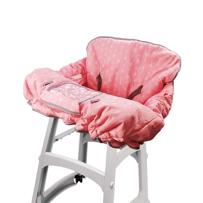 Shopping Cart Covers for Baby Girl, Cotton High Chair Cover, Machine Washable for Infant, Toddler (Pink)