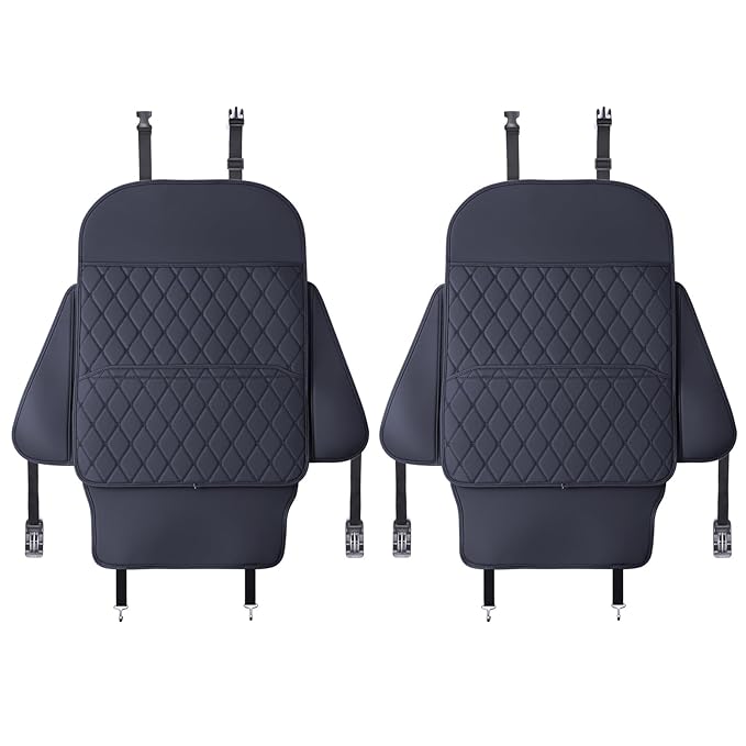 Seat Back Protector + Large Capacity Pocket Storage Organizer,Preventing The Impact of Children Stepping on The Seat Backrest (Style A-Black)