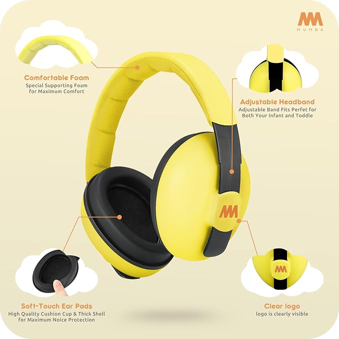 Mumba Baby Ear Protection Noise Cancelling Headphones for Babies and Toddlers Baby Earmuffs - Ages 3-24+ Months