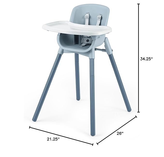 Chicco Zest 4-in-1 Folding High Chair, Feeding Chair, Toddler Chair and Youth Stool, Multi-Use Easy Clean High Chair | Capri/Blue