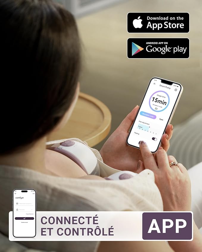 Heated Wearable Breast Pump, Industry-Leading Heating Tech, Innovative Magnetic Charging Cable, App Control, Anti-dust Cover, Hospital-Grade Suction, 1 Pack