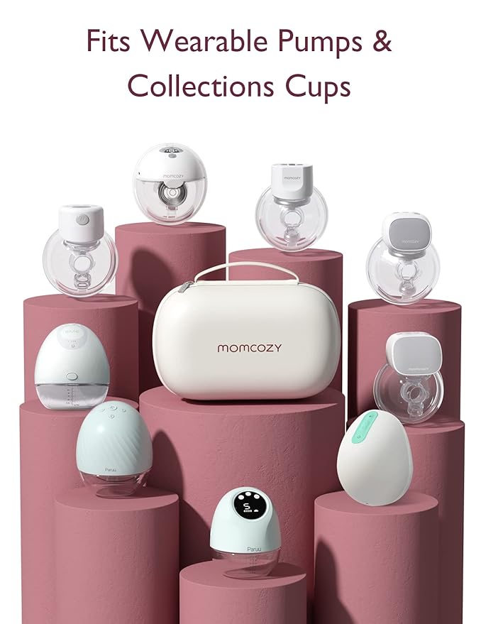 Momcozy Breast Pump Storage Bag, Hard Shell Case with Removable Tray, Watertight Breast Pump Storage Bag for Pumping Bag, Diaper Bag, or Handbag（Holds 2 Pumps）