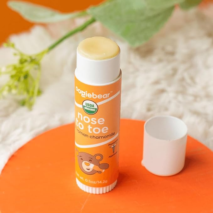 oogiebear Nose to Toe Baby Body Balm, USDA Organic Gentle Moisturizer with Olive Oil & Coconut Oil, for Babies 3 Months & Older, 0.5 Oz Balm