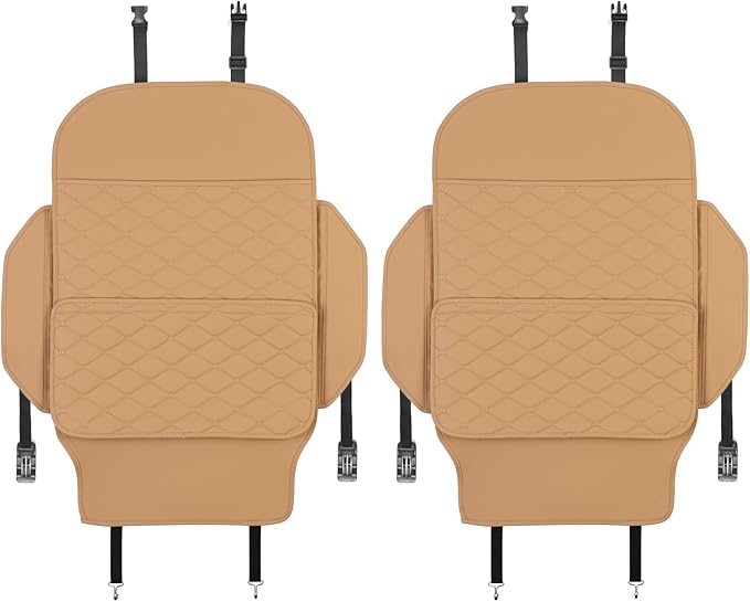 Seat Back Protector + Large Capacity Pocket Storage Organizer,Preventing the Impact of Children Stepping on the Seat Backrest (Brown)