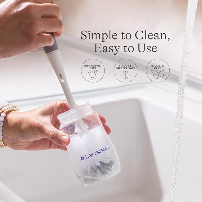 Lansinoh Anti-Colic Baby Bottles for Breastfeeding Babies, 8 Ounces, 3 Count, Includes 3 Medium Flow Nipples, Size M