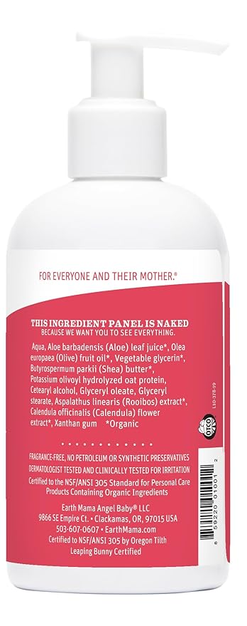 Earth Mama Simply Non-Scents Baby Lotion for Dry Skin, Calendula Cream, Skin Care for Kids, Organic Moisturizer, Unscented Lotion with Aloe, Rooibos, & Shea Butter, 8-Fl oz