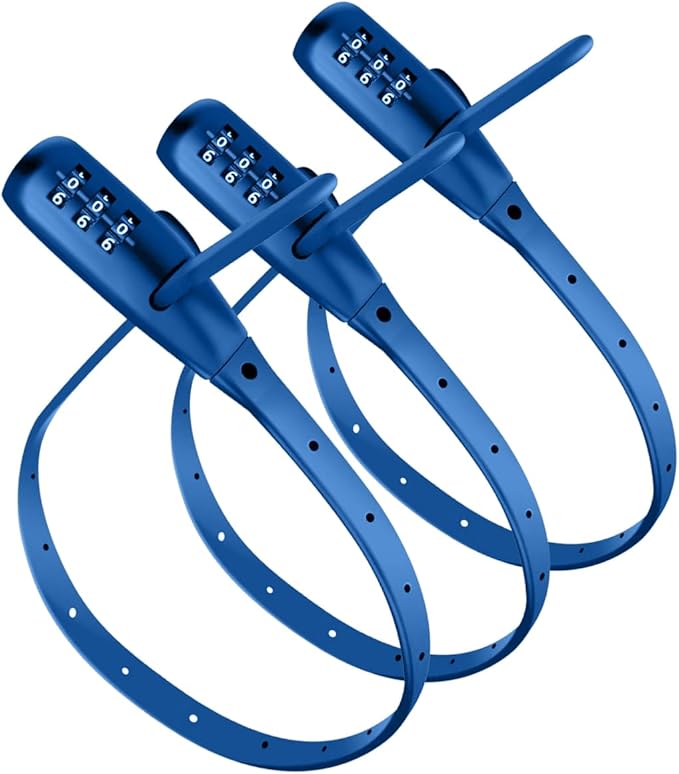 Adjustable Babyproof Lock, Easy Install on Cabinets, French Fridges, French Door, Baby Carriages, Kids Bikes, Helmet, Gates, Suit for Child & Adults, Versatile Safety Solution (3 Pack Blue)