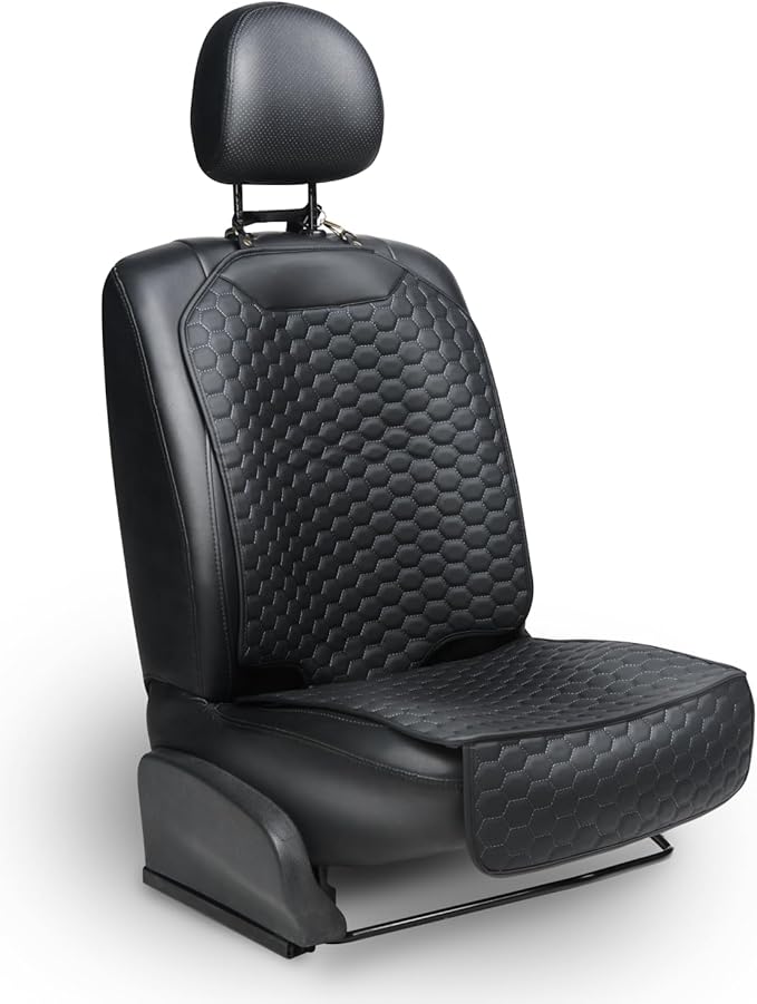 Owleys Premium Leather Car Seat Protector for Child Car Seat Cover from Dirt Scratches - Infant Car Seat Protector for Back Seat/Front Booster Seat Protector Under Baby Car Seat Waterproof 1pc Black
