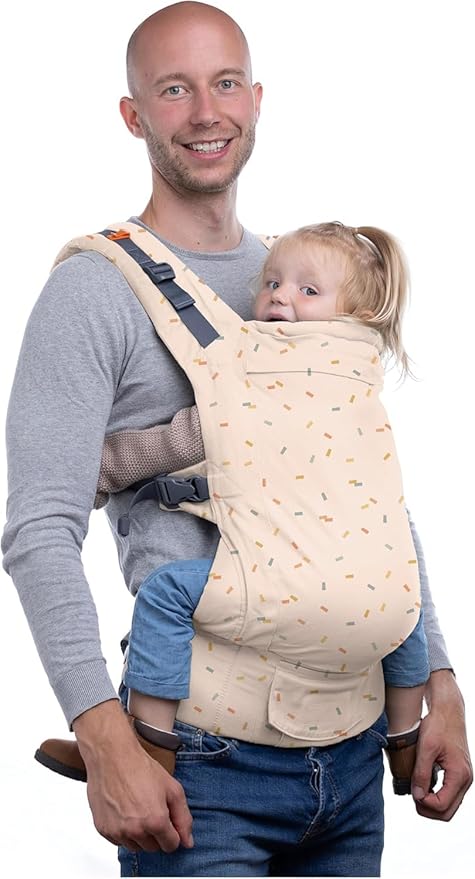 Beco Toddler Carrier with Extra Wide Seat, 100% Cotton Toddler Carrying Backpack Style and Front-Carry, Lightweight & Breathable Child Carrier, Sling Carrier 20-60 lbs (Sprinkles)