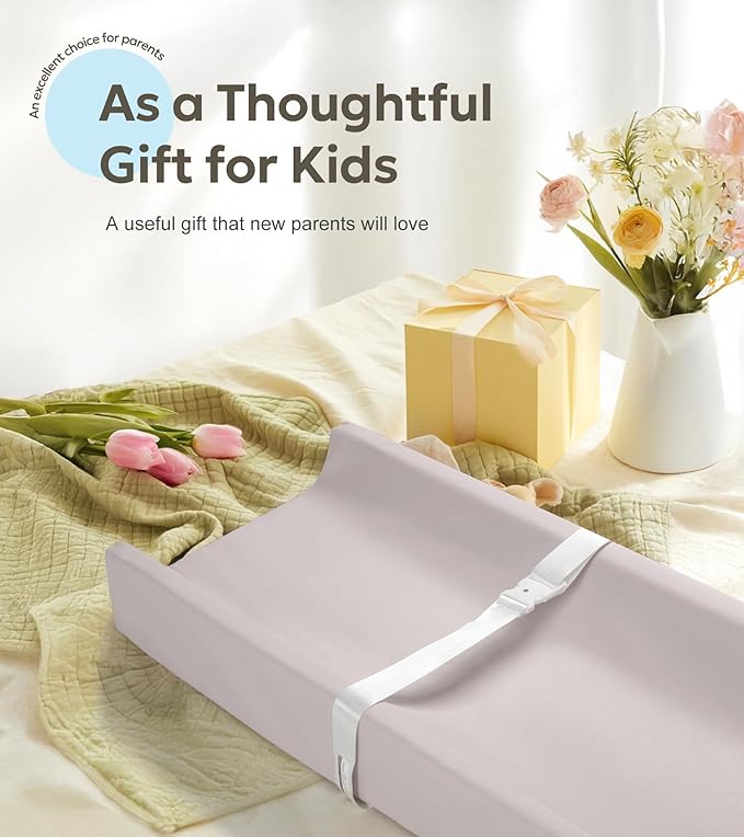 Mallify Baby Changing Pad, Waterproof & Wipeable Vegan Leather Diaper Changing Mat, Thick Soft & Non-Slip Changing Pad for Dresser, Changing Table (Grey)