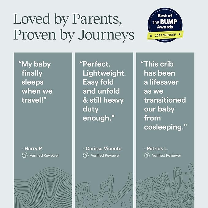 Guava Family Travel Crib includes Lightweight Backpack Design | Certified Baby Safe Portable Crib | Folding Play Yard, Comfy Mattress for Babies, Toddlers | Compact Baby Travel Bed