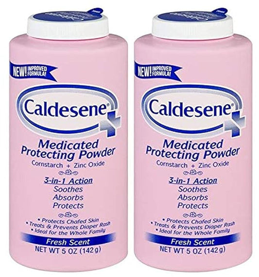 Caldesene Medicated Protecting Body Powder with Zinc Oxide and Cornstarch, Talc Free, 5 Oz (Pack of 2)
