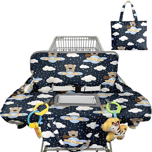 Shopping Cart Cover for Baby Girl Boy 2-in-1 High Chair Water Resistant High Chair Cover Bear Gender Neutral Cart Cover for Babies Padded Grocery Cart Cover for Baby