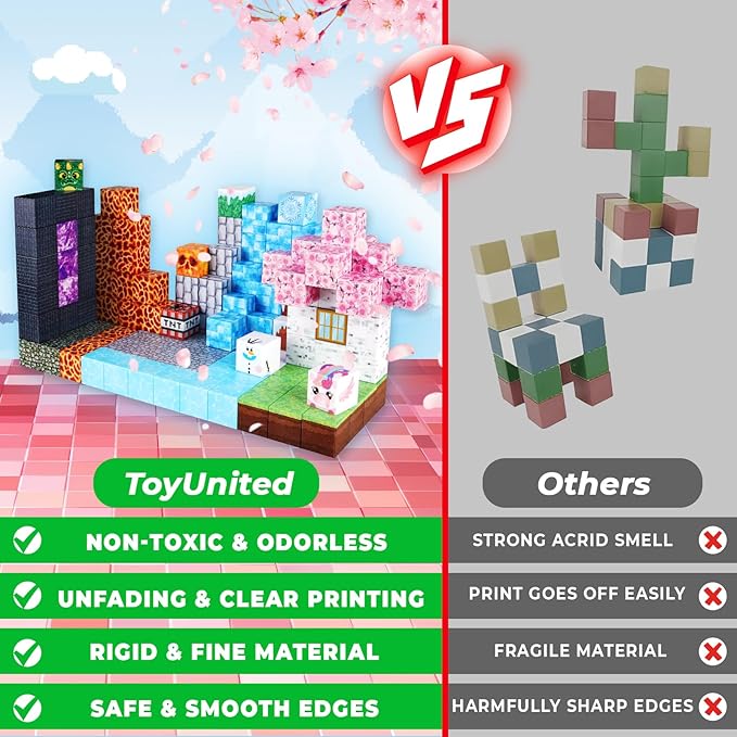 Magnetic Blocks-150PCS Magnetic Building Blocks Magnet Cubes Stacking Dark Forest Glacier Castle, STEM Montessori Sensory Toys for Kids Boys Girls Ages 4-8 Holiday Birthday Easter Gifts