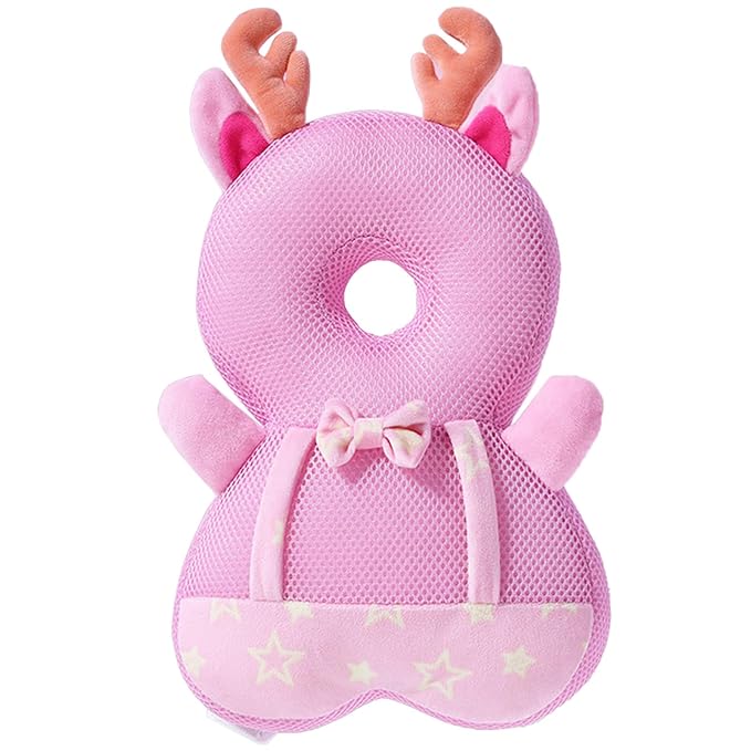 Baby Walker Head Protector Backpack, Toddler Adjustable Baby Head Protection Fall Pillow Safety Pad for Baby Walking and Crawling (Elk)