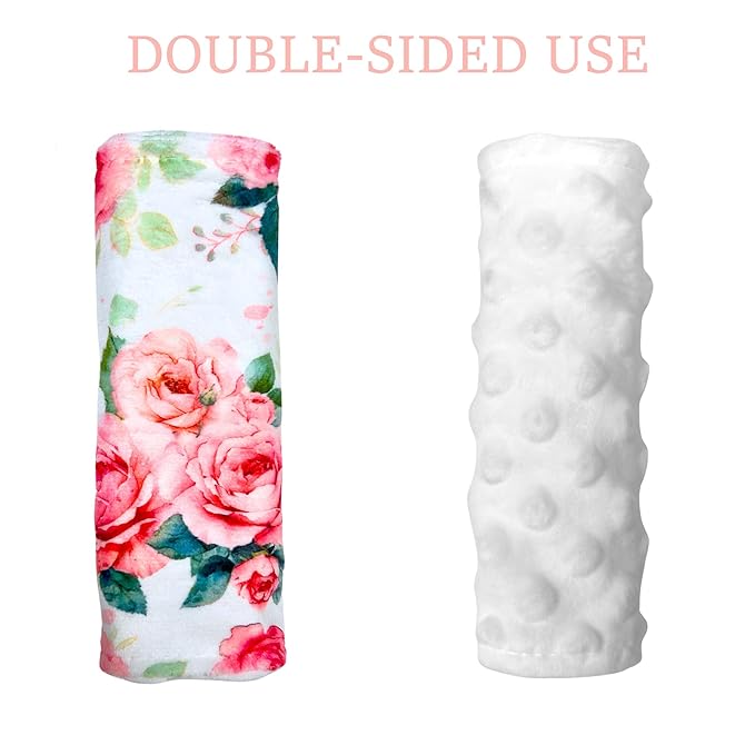 Carseat Strap Covers for Babies, Ultra Soft Double-Sided Use Shoulder Covers, 2 Pack Infant Seat Belt Covers for Car Seats/Strollers/High Chairs, for Baby Toddler Infant Boy Girl, Rose