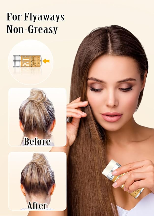 Slick Back Hair Brush Hair Wax Stick Set, Hair Bun Accessories, Smoothing Flyaways Baby Hairs Edges, Sleek Ponytails Updos for Women, Kids & Teen Girls
