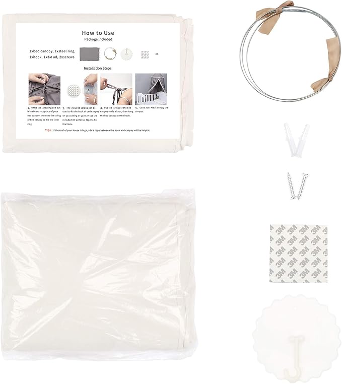 MAMERIA Kids Bed Canopy with Frills Cotton Hanging Tent Curtain Net for Reading Nook Hideaway Bedding Play Room Decor (Beige)