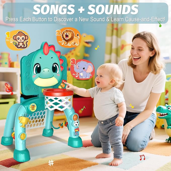 Zerhunt Toddler Sports Gym Toys: Motor Skills Development Energy Release by Mini Basketball & Soccer with Music & Light for Indoor Outdoor - Idea Christmas Birthday Gift for Boys Girls Age 1-3