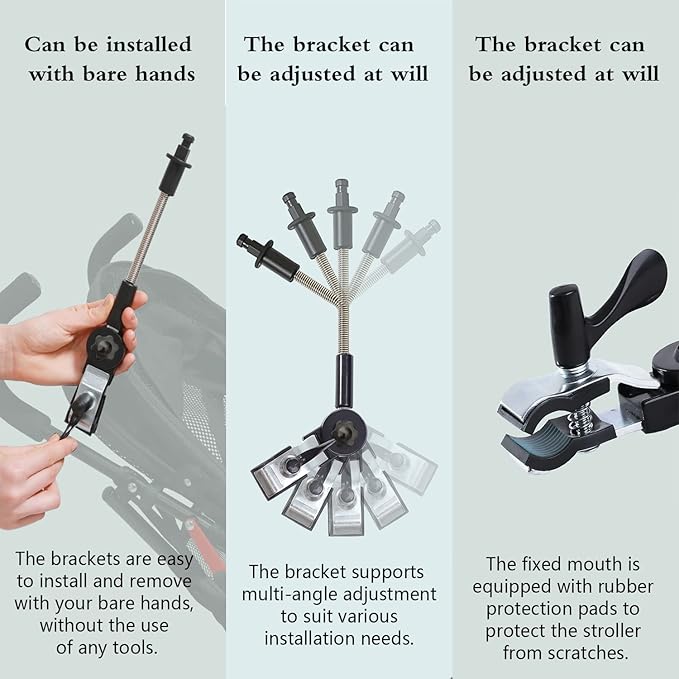 Universal Baby Parasol, Baby Stroller Sun Shade Sun Protection Sun Shade for Strollers, Waterproof Umbrella for Trolley Bike, Bicycle Umbrella with Holder Clip Clamp
