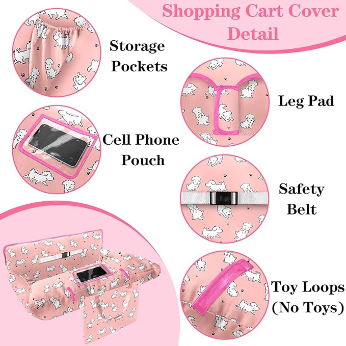 Shopping Cart Cover for Baby Girl Boy 2-in-1 High Chair Water Resistant High Chair Cover w/Phone Pouch Pocket Gender Neutral Cart Cover for Babies Padded Grocery Cart Cover for Baby