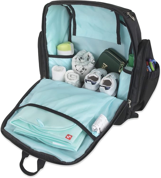 Fisher-Price Large Multi-Pocket Multifunction Kaden Baby Diaper Bag Backpack for Infant Boys & Girls (Black)