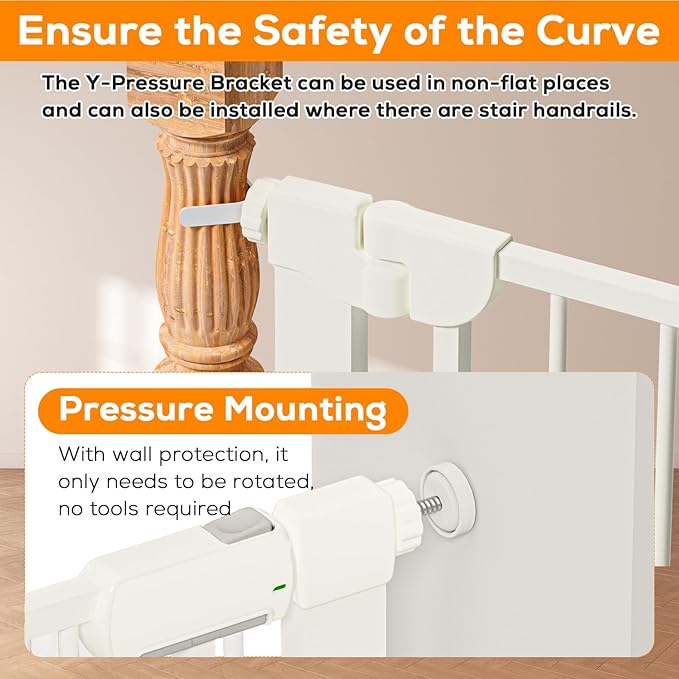 29.5-40.6" Baby Gate for Stairs, Baby Safety Essentials, Auto Close Gate for Doorways, Easy Install Pressure Mounted Dog Gate Indoor, Pet Gates for Dogs, White (2 Pack)