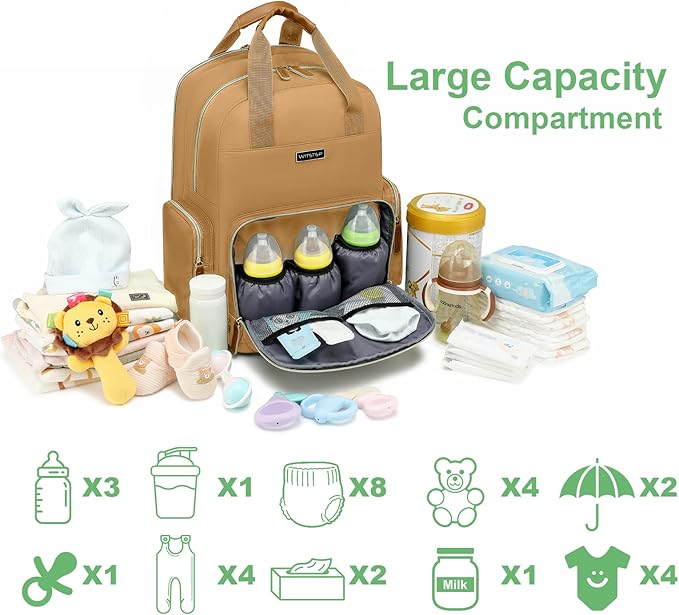 Diaper Bag Backpack with Changing Station, Baby Diaper Bag Organizer for Moms Dads Large Baby Changing Bags