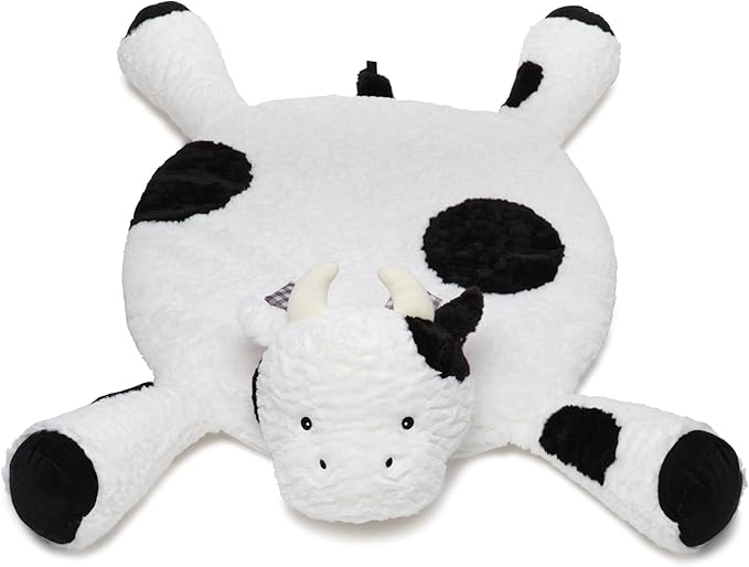 Bearington Collection Cow Tummy Time Mat - 30" x 30" Plush Polyester