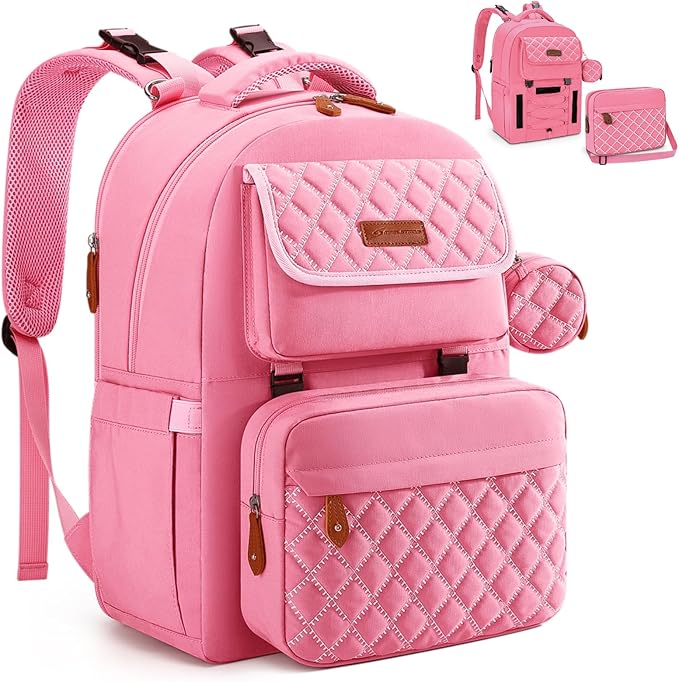 Maelstrom Large Diaper Bag,29L-45L Expandable Diaper Bag Backpack for 2 Kids/Twins Baby Stuff, with Removable Cross Body Bottle Bag for Mom/Dad, Stylish Baby Bag Gift for Boys/Girl-Pink