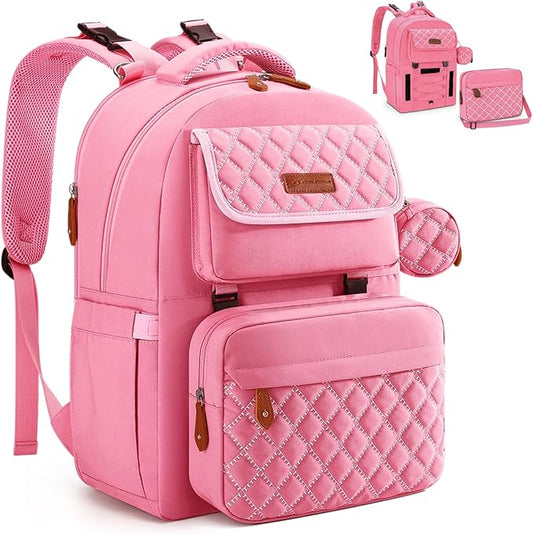 Maelstrom Large Diaper Bag,29L-45L Expandable Diaper Bag Backpack for 2 Kids/Twins Baby Stuff, with Removable Cross Body Bottle Bag for Mom/Dad, Stylish Baby Bag Gift for Boys/Girl-Pink