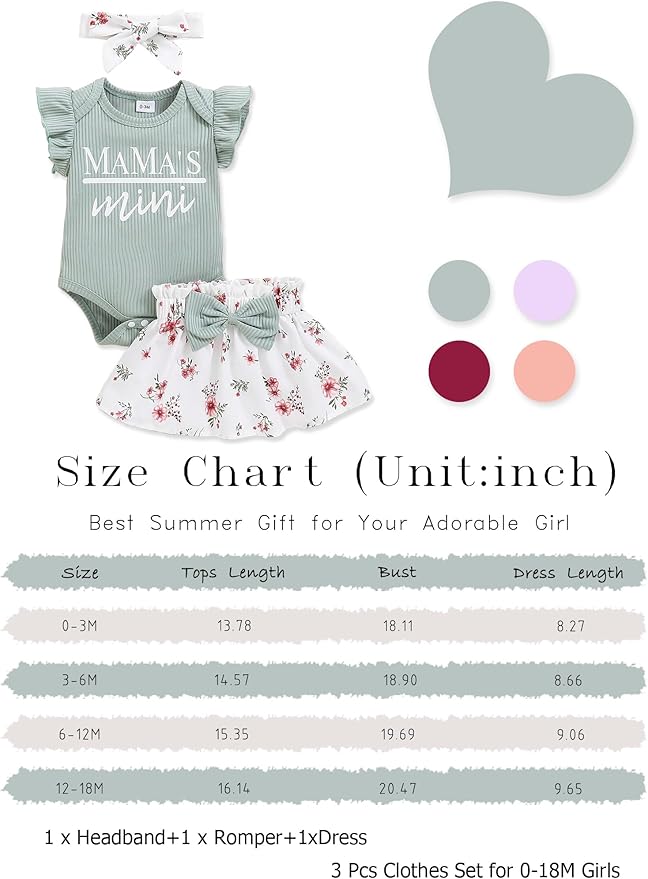 Newborn Infant Clothes Baby Girl Dress Summer Toddler Outfit Cute Girl Romper Skirt Set+Headband
