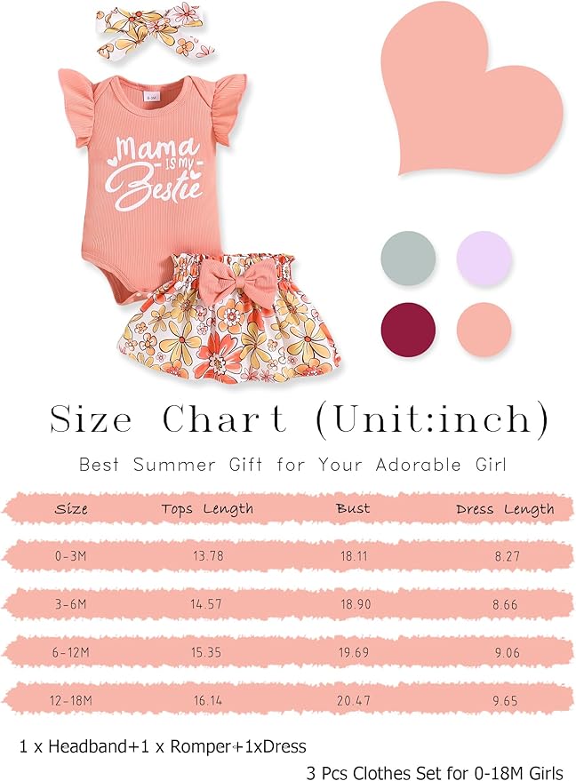 Newborn Infant Clothes Baby Girl Dress Summer Toddler Outfit Cute Girl Romper Skirt Set+Headband