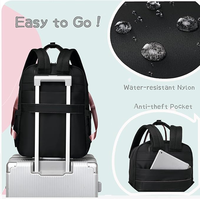 18 Pockets Diaper Bag Backpack with Waterproof Pockets and Stroller Buckle, Convertible Tote Bag (Black, Large)
