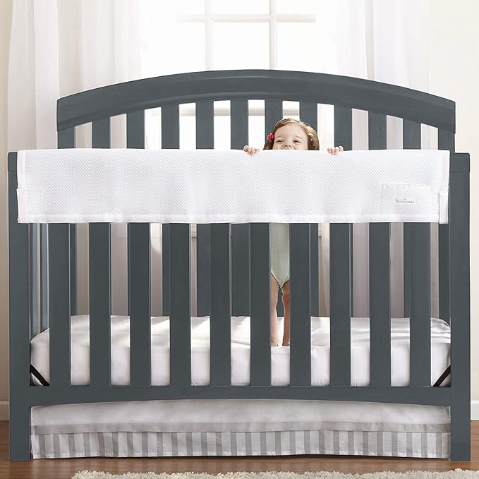BreathableBaby Breathable Mesh RailGuard Teething Cover — White — 51” Long Panel (1) — Fits Most Full-Size and Does Not Fit Mini Cribs — Use with Coordinating Short Panels for Extra Coverage