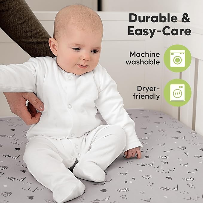 KeaBabies 2-Pack Organic Crib Sheets for Boys, Girls - 52x28 Fitted Crib Mattress Sheet Neutral, Breathable Jersey Cotton Cover for Baby Bed, Toddler Mattress, Soft & Cute Prints (Cove)