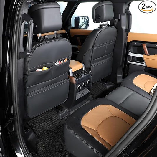 Seat Back Protector,Preventing the Impact of Children Stepping on the Seat Backrest,Beautiful appearance and easy to clean,black (Black -2pcs)