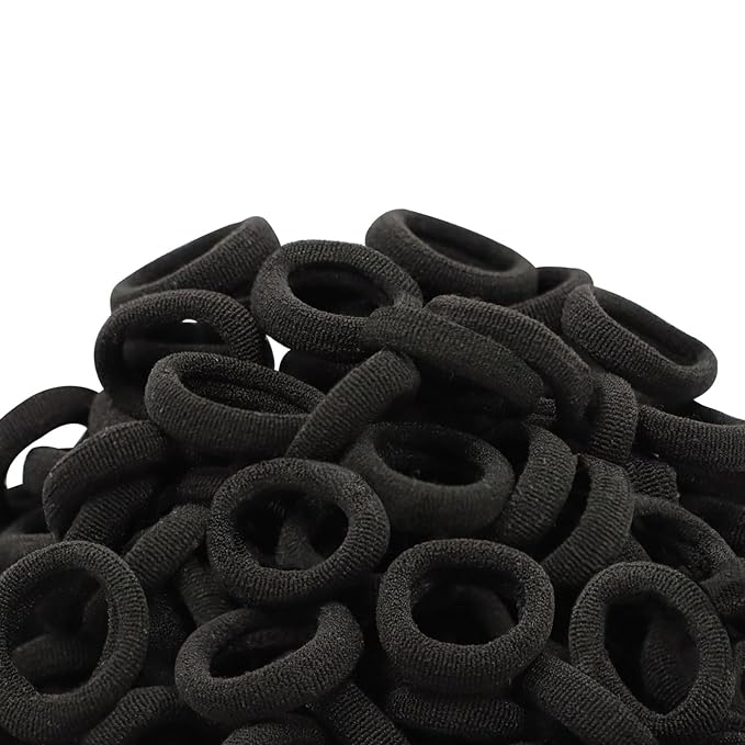 WillingTee Baby Hair Ties,300PCS Nylon Toddler Hair Ties for Girls, Kids Seamless Hair Bands,Girls Elastic Ponytail Holders,Black
