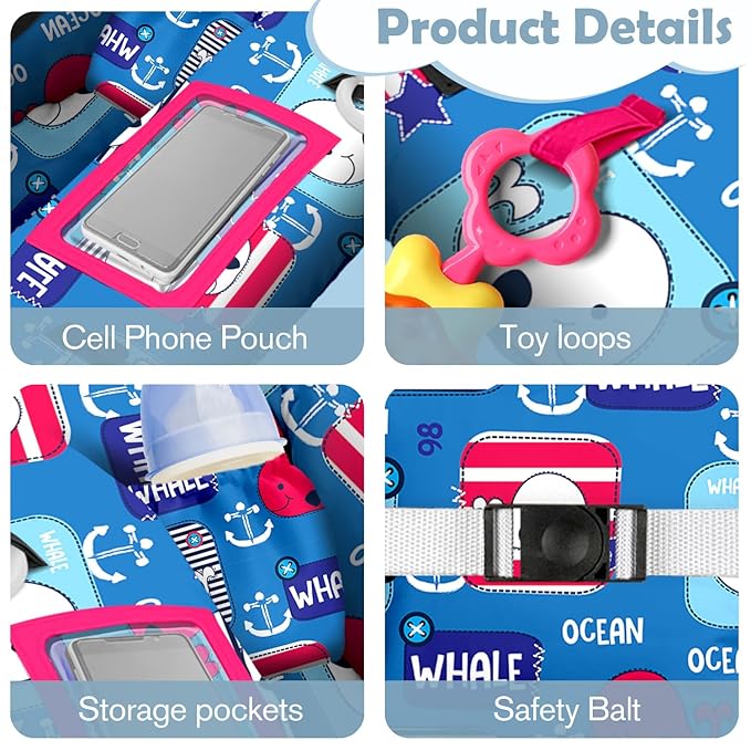 Shopping Cart Cover for Baby Girl Boy 2-in-1 High Chair Water Resistant High Chair Cover Blue Whale Gender Neutral Cart Cover for Babies Padded Grocery Cart Cover for Baby