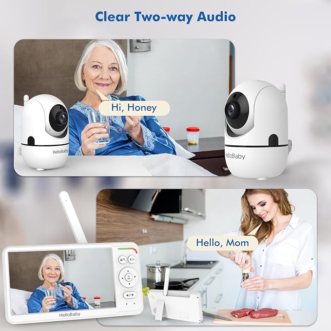 HelloBaby Baby Monitor 6" World First IPS Screen 30H Battery, Secure No WiFi, Pan Tilt Video Camera with Night Vision, VOX, 2-Way Talk, 1000ft, Portable Video Audio Monitor Ideal for Mom, Elderly, Pet