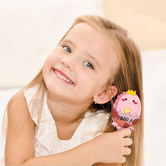 Toddler Detangler Massage Hair Brush with Air Cushion for Thin Kids Hair - Pink