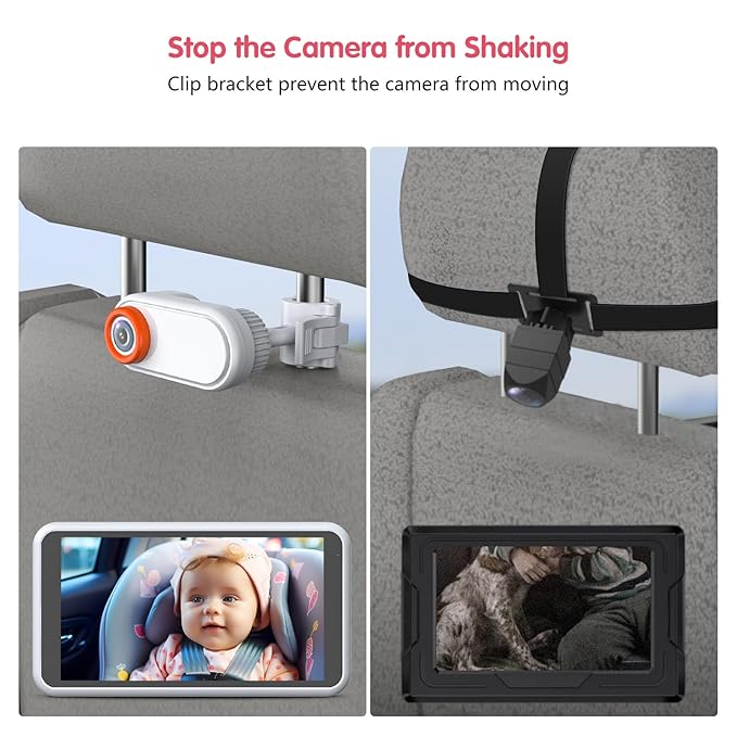 Baby Car Camera with Night Vision, HD 1080P Car Camera for Baby Video Recording with TF Card Car Baby Camera 3X Zoom 360° Rotation for Rear Facing Seat White