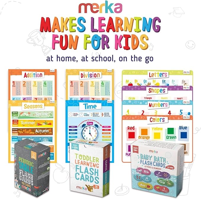 merka Learning Tub Bath Book Set for Toddlers - 6 x 6 in, Multicolor, 4-Pack - Baby Bath Toy for 3 Year Old - Waterproof Floating Bathtub Toys