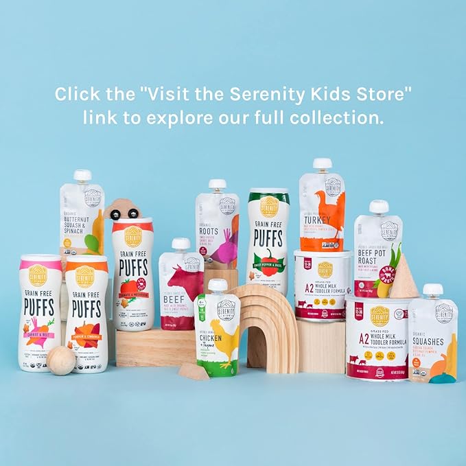 Serenity Kids 6+ Months Chicken Baby Food Pouches - BPA-Free Pouches - Free-Range Chicken & Organic Parsnip, Beet & Thyme - Protein-Rich & No Added Sugar - 3.5 Oz, 12 Pack