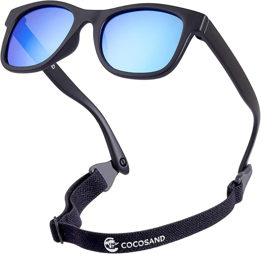 COCOSAND Flexible Polarized Baby Sunglasses with Strap UV Protection for Toddler Infant Girl Boy Age 0-24 Months