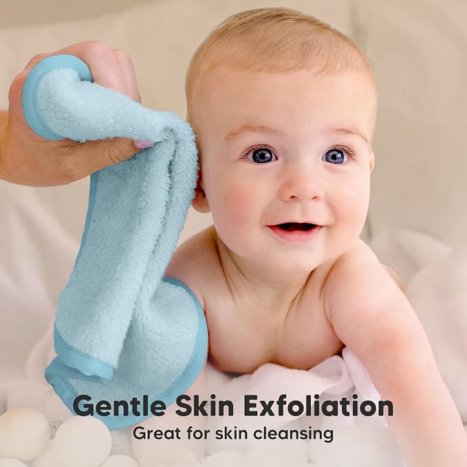 6-Pack Soft Baby Washcloths, Viscose from Bamboo - Kids, Newborn Bath Towels, Infant Shower, Toddler Reusable Face Towel, Gentle on Skin, Face Wash Cloths for Babies, 10x10 (Bravo Blue)