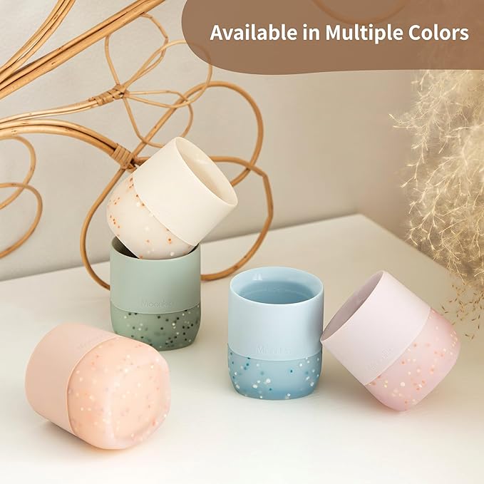 Moonkie Silicone Baby Cup 4 Months+ | Tiny Open Training Cup for Infants with Confetti Sprinkles | Baby-Led Weaning Essential | 2 oz (Mint, 1 Pack)