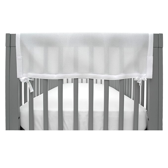 BreathableBaby Breathable Mesh Crib RailGuard Teething Cover, White, 27” Short Panel (2-Pack)
