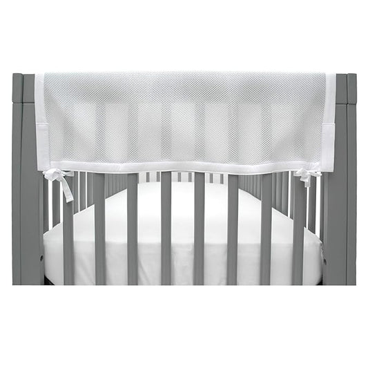 BreathableBaby Breathable Mesh Crib RailGuard Teething Cover, White, 27” Short Panel (2-Pack)